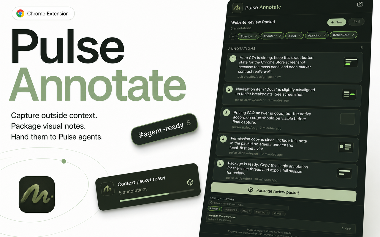 Pulse Annotate Chrome extension product preview.